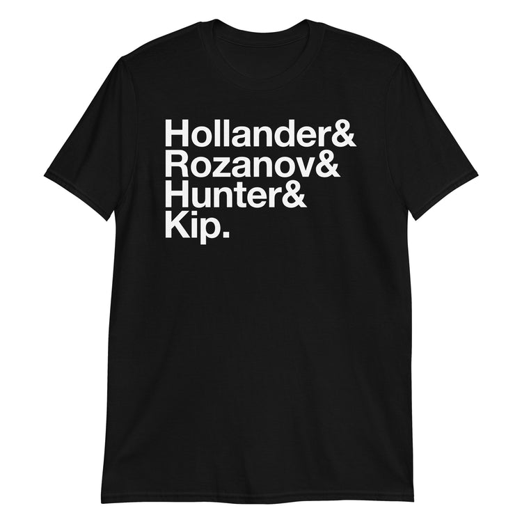 Black unisex t-shirt with "Ice Hockey Rivalry List" graphic print, front view